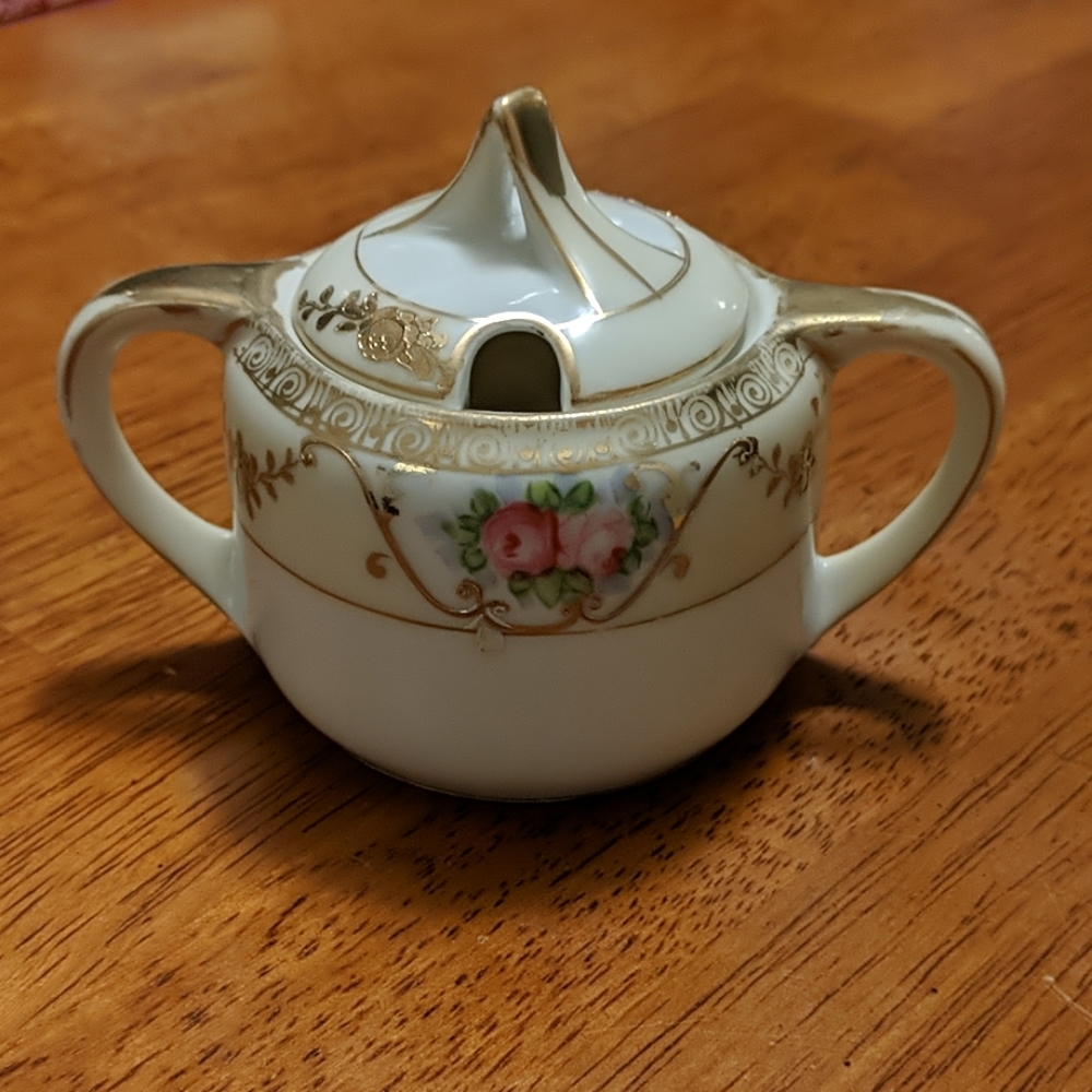 Antique Hand Painted Sugar Bowl